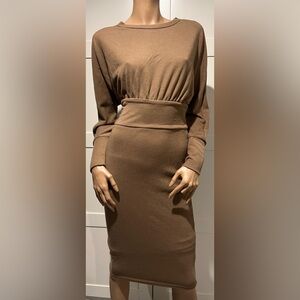 Fashion Nova Chic Taupe Long Sleeve Dress Size M (New with tags)